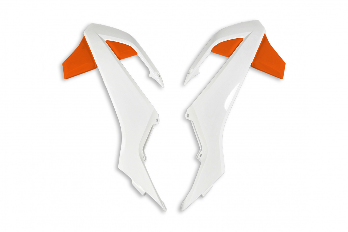 Radiator covers / White-orange - oem 19-21 - Ktm - REPLICA PLASTICS - KT04073-999W - UFO Plast