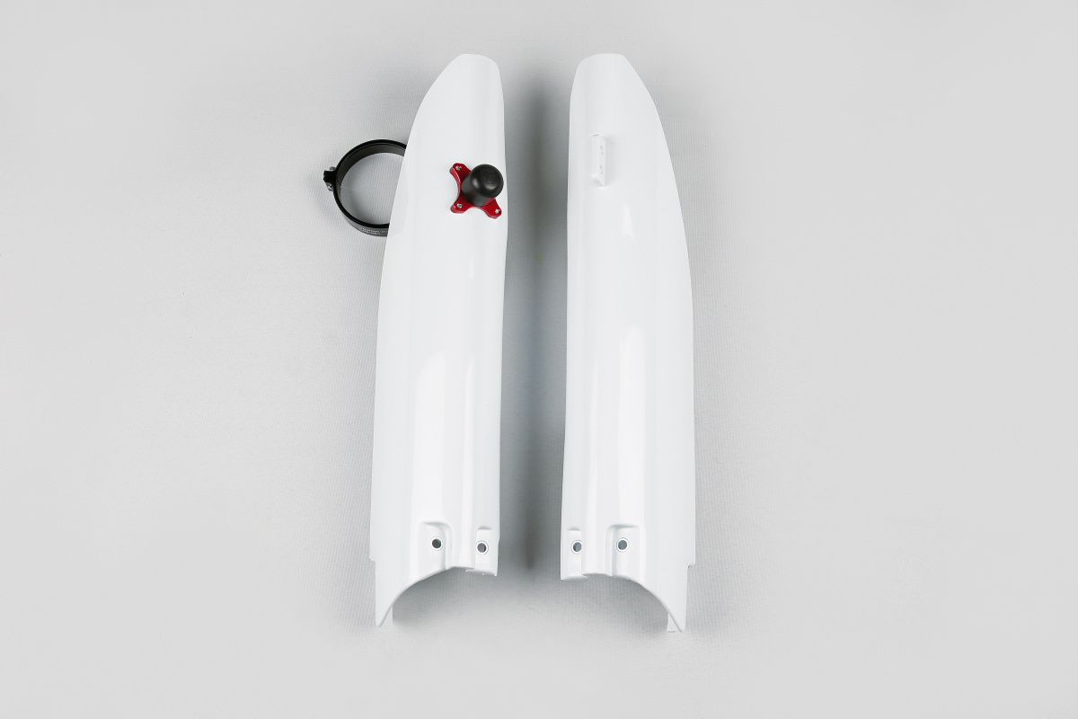 Fork slider protectors + quick starter - white 041 - Suzuki - REPLICA PLASTICS - SU04915-041 - UFO Plast