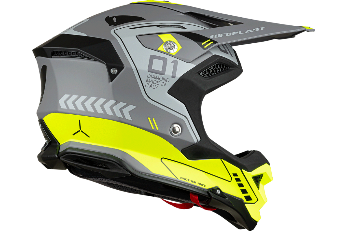 Motocross helmet Diamond grey and neon yellow - Home - he055 - UFO Plast