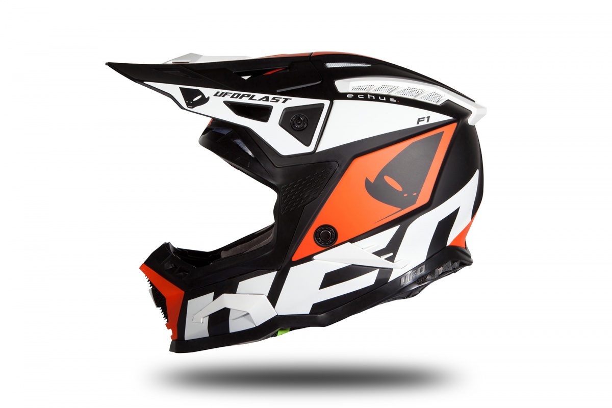 Motocross helmet Echus black, orange and white matt - NEW PRODUCTS - HE171 - UFO Plast