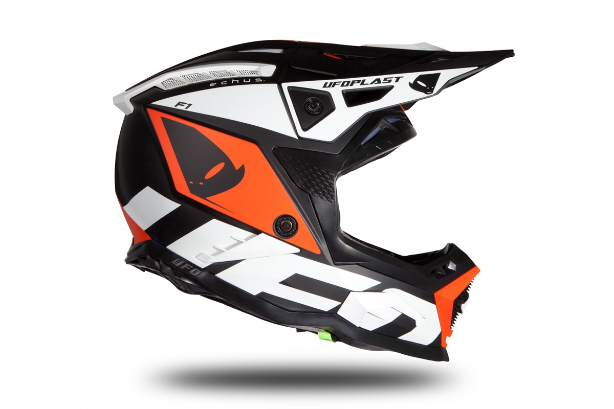 Motocross helmet Echus black, orange and white matt - NEW PRODUCTS - HE171 - UFO Plast