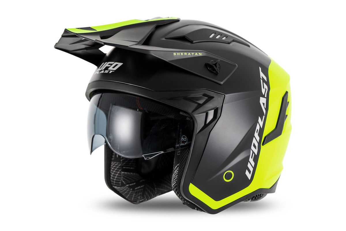 Sheratan cross jet helmet neon yellow and black